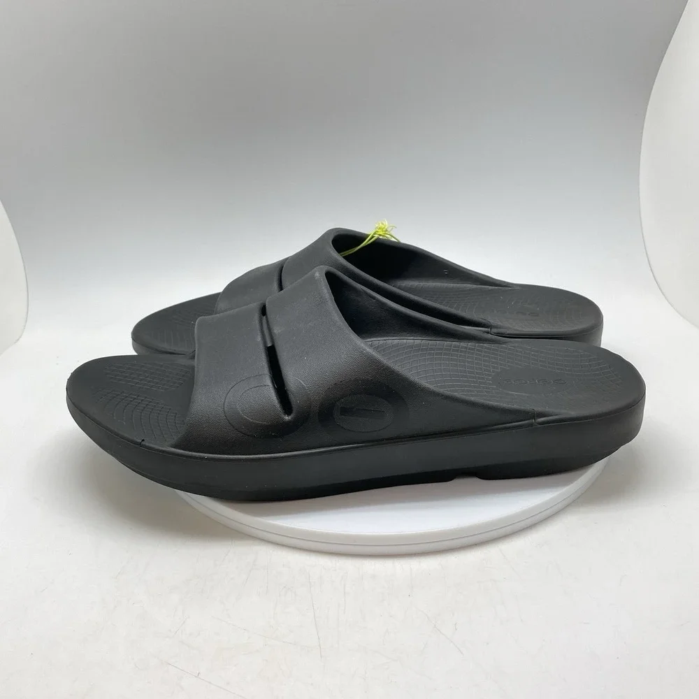 Oofos OOahh Sport Sandals Mens 14 Womens 16 Black Open Slip On Recovery Rubber